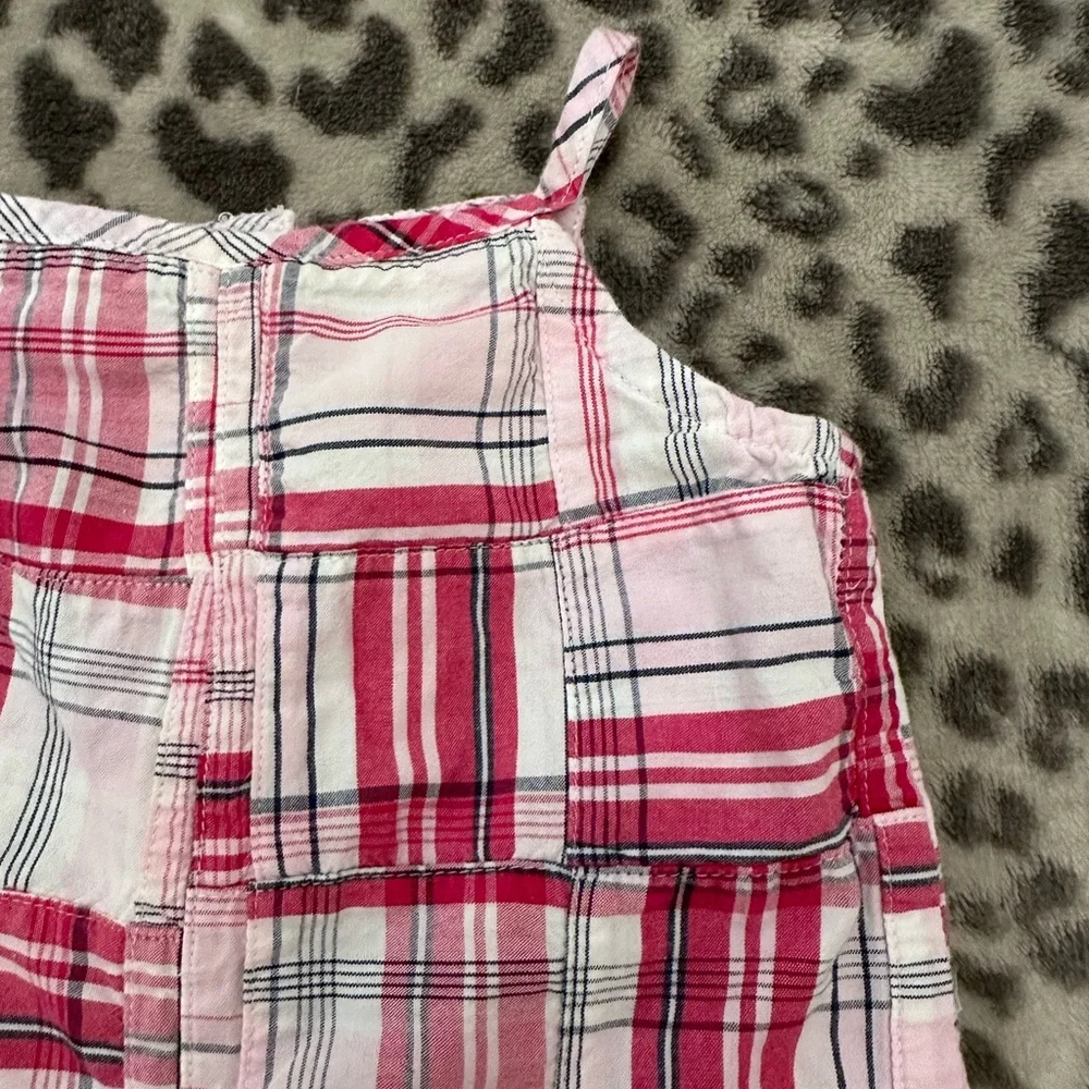 Old Navy Plaid Patchwork Onesie One Piece Romper in White Pink Size 6-12 months